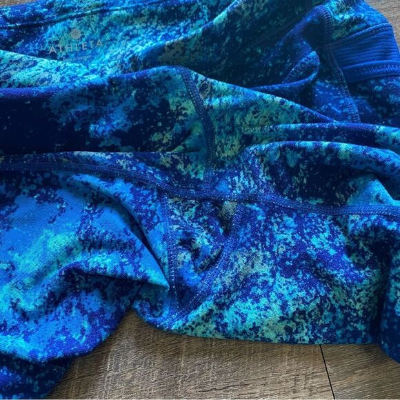 Athleta Splatter Be Free Knicker Legging Small Blue Green Workout - Picture 12 of 12